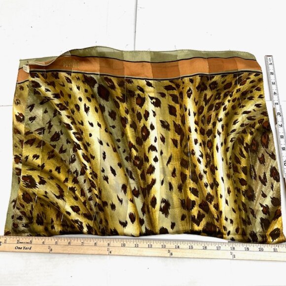 BillBlass 100% silk chiffon, green olive  gold leapard crectangle, size 64x32(48 - Picture 5 of 8
